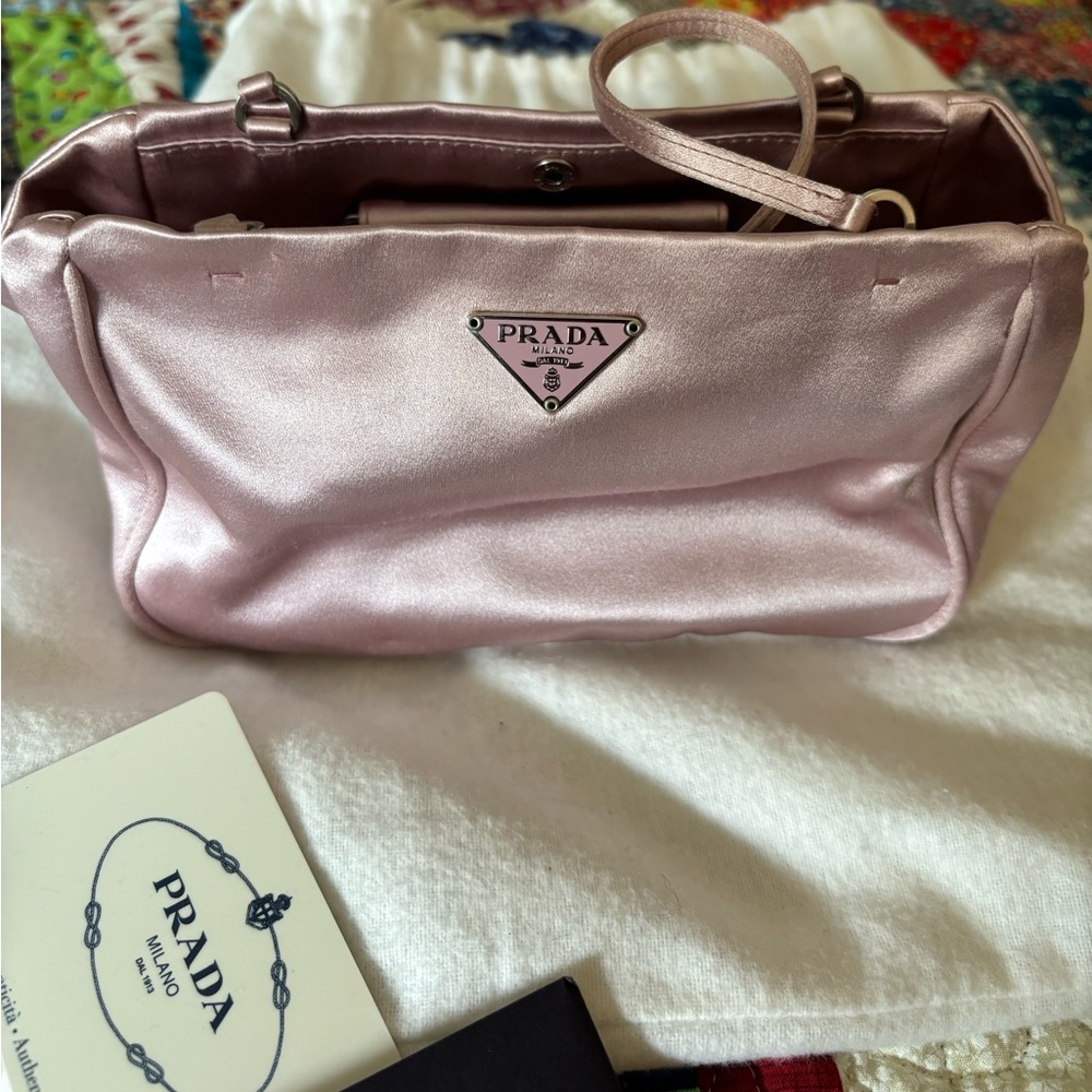 Vintage Prada Ballet Pink Satin clutch purse (2003)